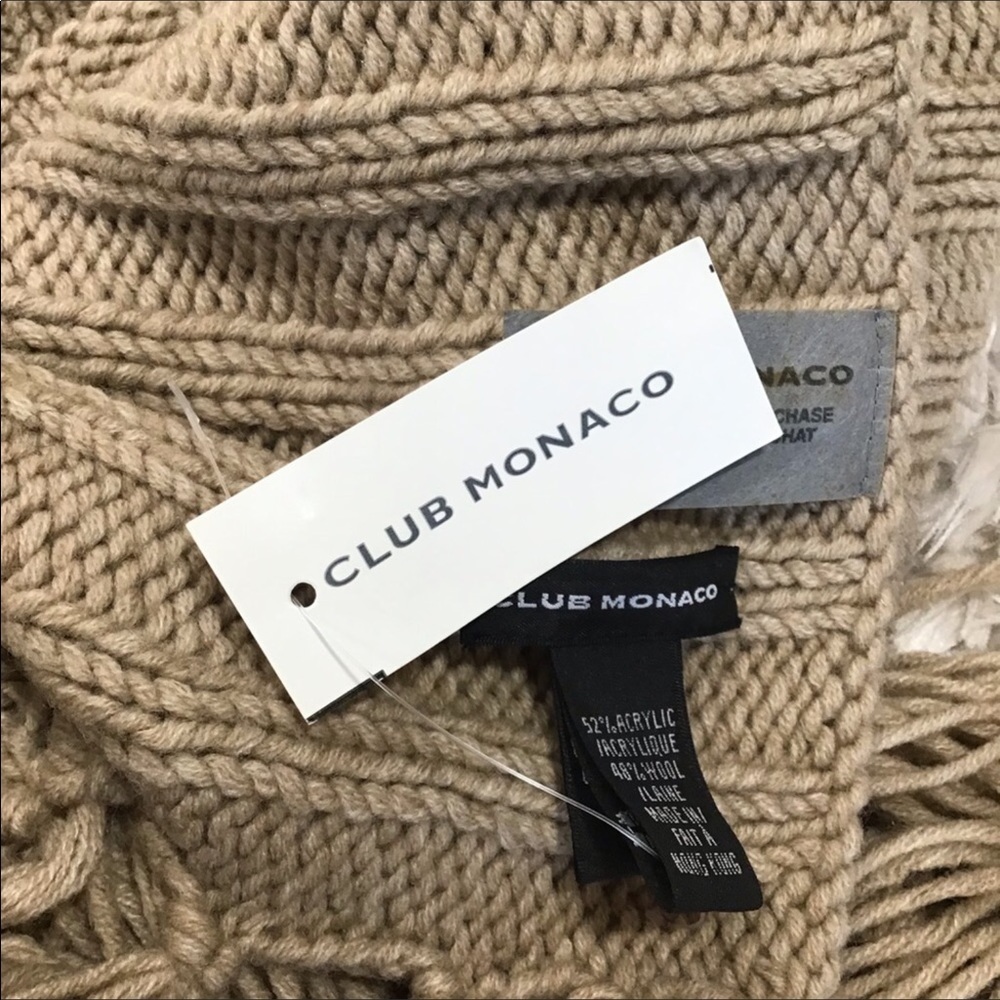 NWT Vintage Club Monaco Ribbed Knit Wool Blend Scarf Tan - Picture 4 of 5